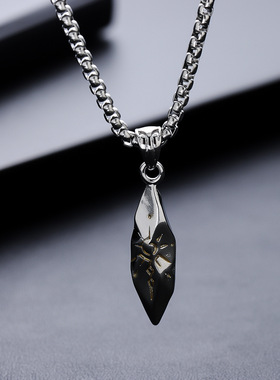 ｛复古许愿石吊坠｝男士项链高级潮流男款简约小众百搭饰品