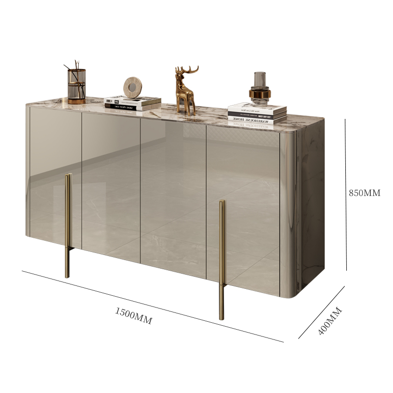 意式轻奢极简玄关柜大理石餐边柜客厅玄关隔断装饰柜门厅入户鞋柜-图2
