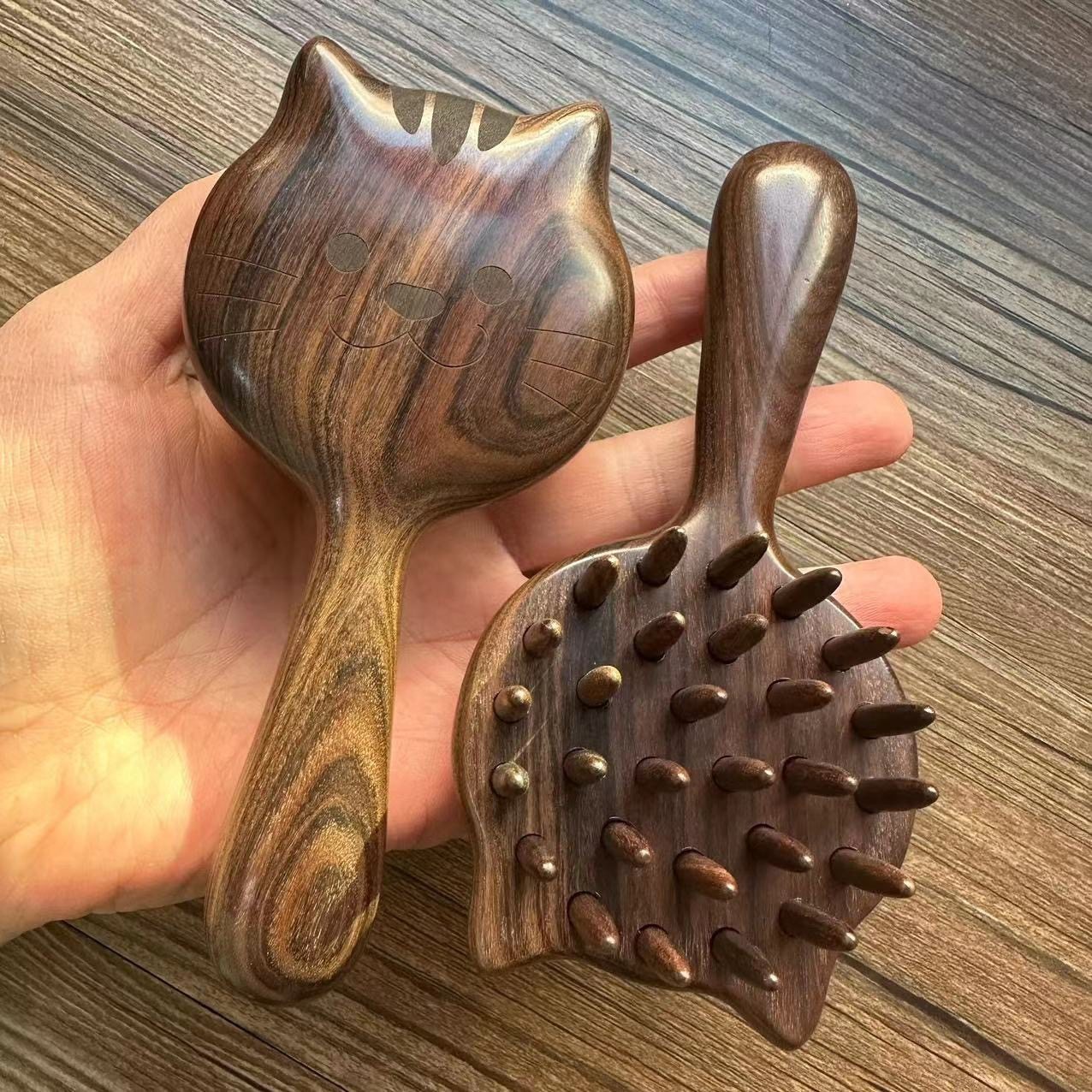 正宗花梨木檀木梳按摩梳防脱发刮痧头疗静电梳28齿通经络全身护理