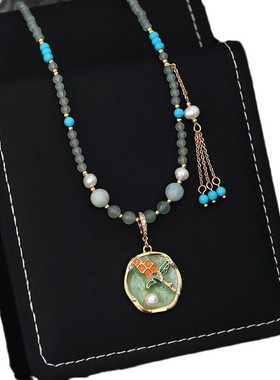 《高版本不掉色18k金厚度0.05+电泳+抛数++4》国风复古滴釉花朵项