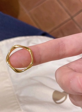 金店同款沙金戒指莫比乌斯环波浪纹戒指女款仿真黄金女友结婚礼物