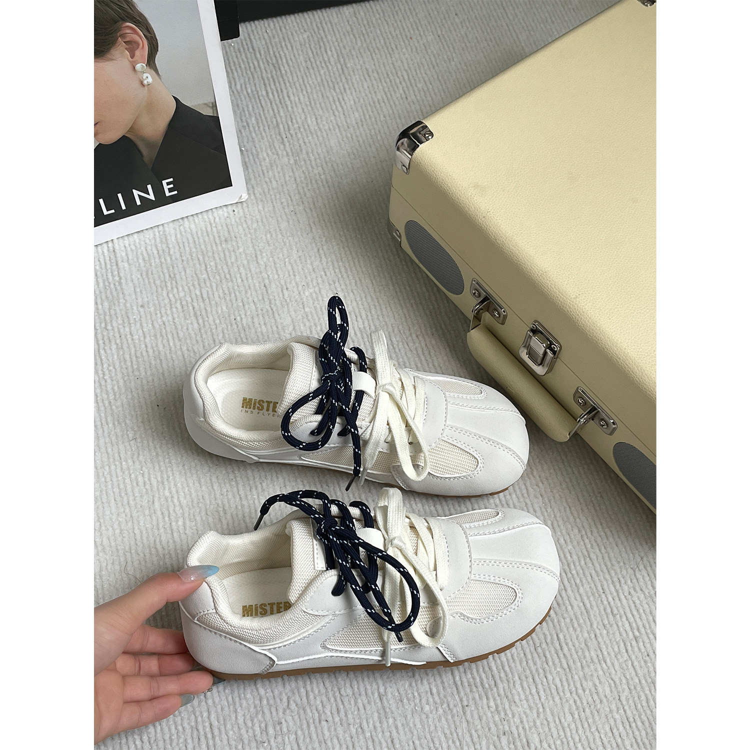 美式多巴胺复古网面德训鞋女透气百搭软底芭蕾风平底系带小众板鞋,淘宝优惠券,粉丝福利购,淘宝优惠卷