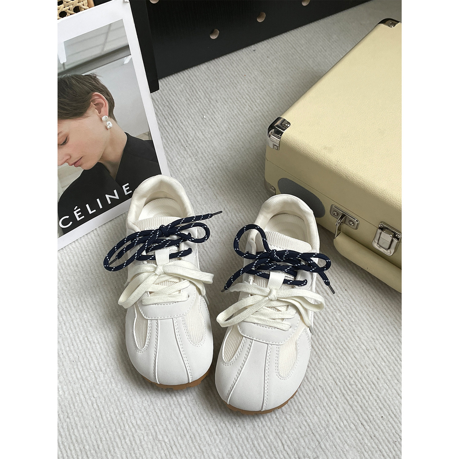 美式多巴胺复古网面德训鞋女透气百搭软底芭蕾风平底系带小众板鞋,淘宝优惠券,粉丝福利购,淘宝优惠卷