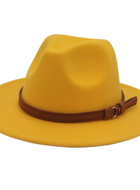 男女大沿帽英伦风爵士帽 Women Men Wool Fedora Hat Jazz Cap