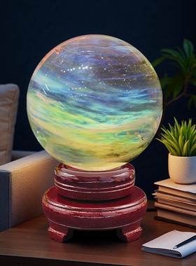 优质黄水晶球摆件水晶碎石熔炼球