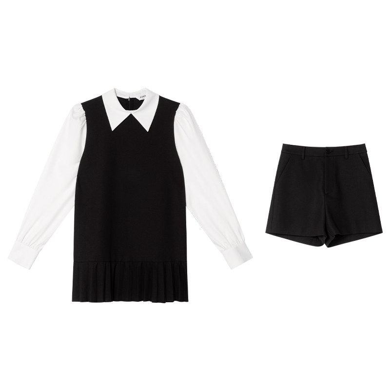 你好卡农 泡泡袖衬衫裙短裤套装女新款设计感连衣裙西装裤两件套,淘宝优惠券,粉丝福利购,淘宝优惠卷