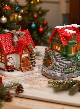 圣诞房子蜡烛模具diy微景观田园小屋家居摆件蜡烛石膏硅胶模具