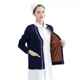 Униформа медсестры, куртка, кардиган, синяя униформа врача, трикотажный флисовый зимний свитер, увеличенная толщина