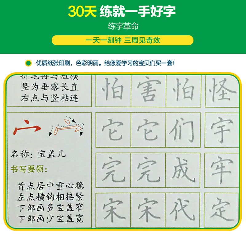 学生魔法练字板 基础版 赠1支笔/3支笔芯 立体凹槽字模 自动褪色消失/反复描写 幼儿园儿童小学一二年级 楷书练字帖快速练一手好字 - 图1