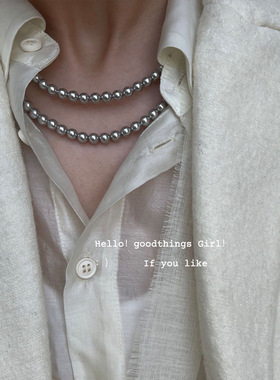 合金灰色珍珠女项链锁骨链