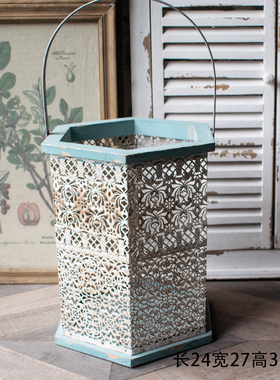 铁艺收纳美式乡村桌面复古做旧