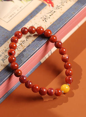 厂家直销天然南红玛瑙手链 14k包金精美蜜蜡圆珠手串女款简单百搭
