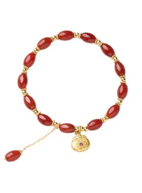 天然红玛瑙手链女福包吊坠手串送女友红玛瑙小众国风生日礼物