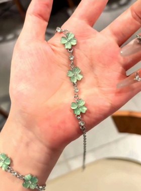 S925银幸运森系四叶草手链