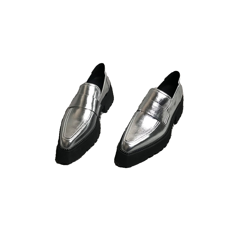 欧洲站女鞋2025春季新款英伦尖头高跟单鞋厚底增高一脚蹬乐福鞋潮,淘宝优惠券,粉丝福利购,淘宝优惠卷