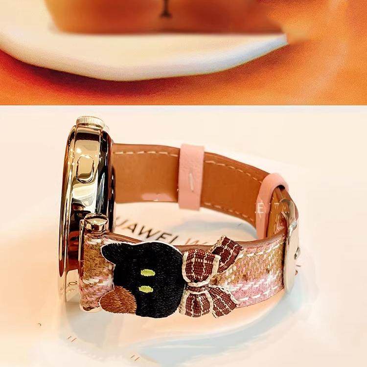 适用华为手表gt5真皮watch5秋冬gt3毛呢gt4表带4pro女GT2修猫荣耀,淘宝优惠券,粉丝福利购,淘宝优惠卷