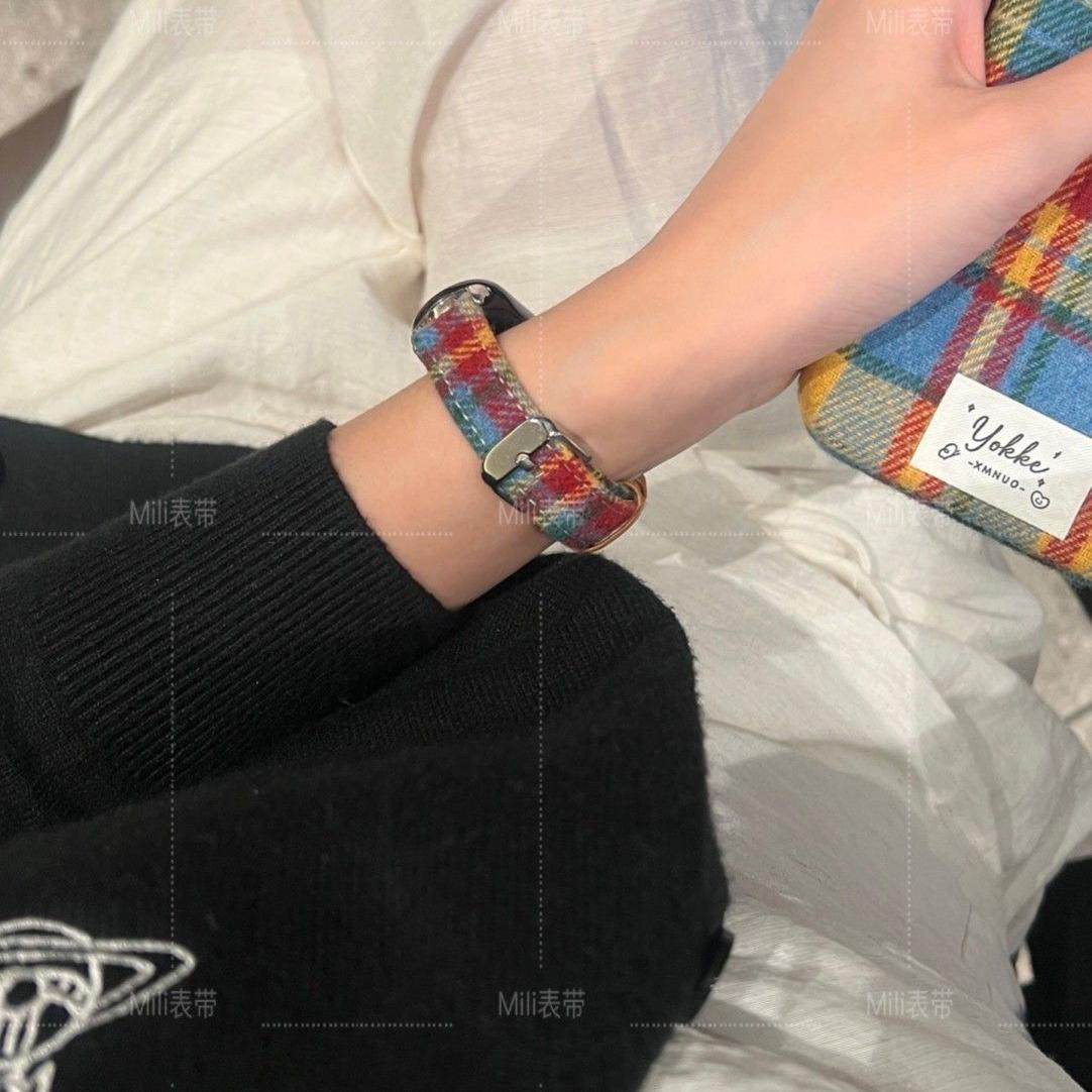 适用华为手环9NFC秋冬细款华为手环7彩色格子毛呢华为手环8表带女,淘宝优惠券,粉丝福利购,淘宝优惠卷