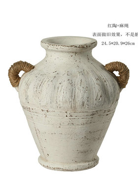 现代简约艺术花瓶复古做旧摆件样板间售楼处酒店民宿客厅装饰品