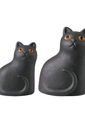 现代简约水泥可爱动物创意桌面摆件样板间书房儿童房狮子猫装饰品