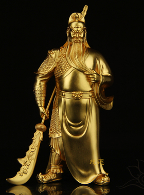 纯银关公佛像摆件武财神