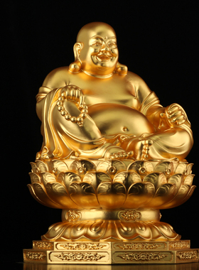弥勒佛铜贴金佛堂摆件