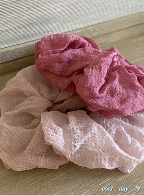 “春日序曲”清新纯色发圈褶皱肌理春夏淡雅设计感糖果色头绳发饰