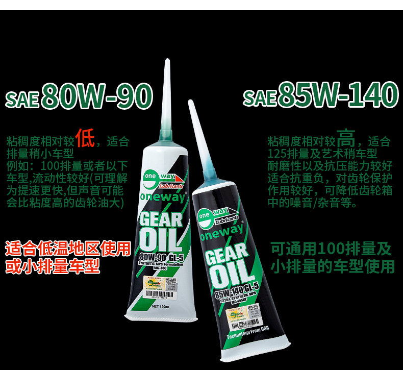 万威全合成摩托车齿轮油85W140全合成齿轮油女装踏板摩托车通用