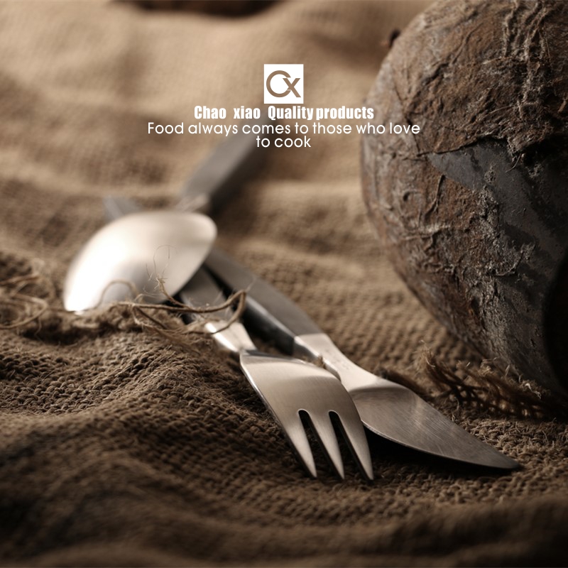 硬货！珍藏丹麦G家刀叉勺子不锈钢+树脂创意西餐餐具套装复古经典 - 图2