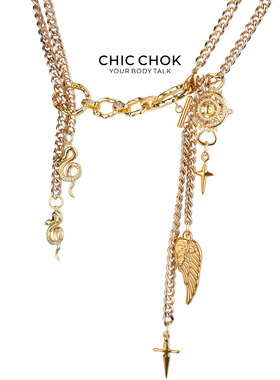 CHICCHOK翼蛇转星金色双层项链