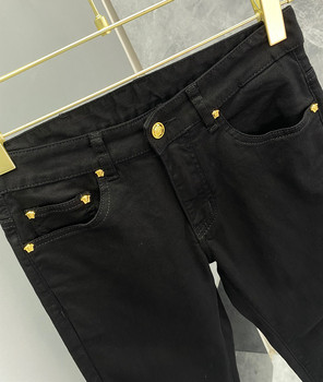 Gu Ling 2024 Spring European and American Style Pure Black Slim Jeans Men's Casual Stretch Pintail Black Pants Trousers