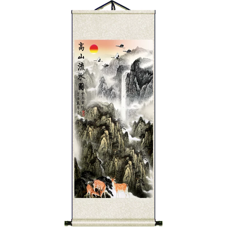 Бамбуковая карта Бао Пиньань Лотос Цзютин Чжуолянь Decoration Silk Scrolls Famous Arts and Painting Microbiography Animation Bamboo Tea Building Gift