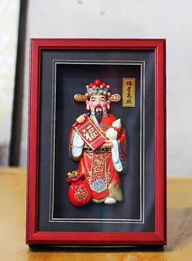京剧脸谱手绘浮雕摆件五福临门