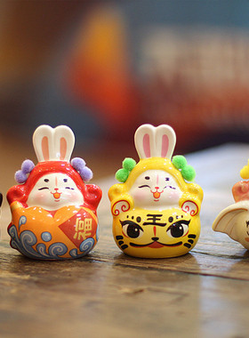 兔爷陶瓷摆件新年居家彩绘送礼