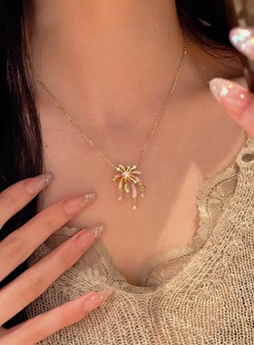 新款浪漫烟花项链女轻奢小众高级感设计吊坠项链新年礼物送女友