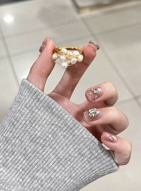 法式高颜值珍珠缠绕戒指女轻奢气质食指戒手饰