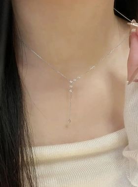 极简项链女轻奢小众ins气质高级感Y字吊坠流苏锁骨链2025新款配饰