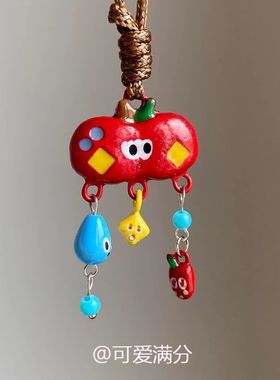 「三分甜」夏日多巴胺红色苹果项链小众独特星星水滴流苏锁骨链女