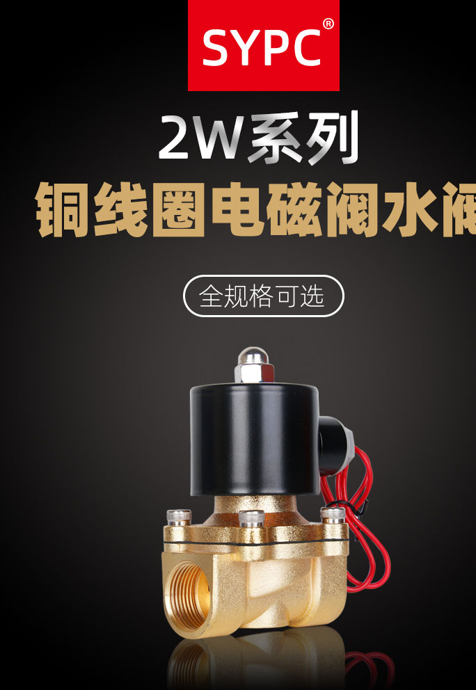 SYPC森亚常闭电磁阀镀铜水阀气阀220V 24V 2W-160-15 2分4分1寸-图0