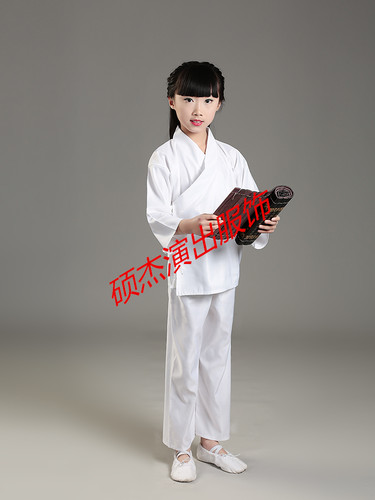 古装汉服男女儿童中衣打底内衬白色贡缎古代内衣睡衣套装表演出服 - 图0