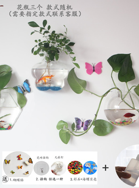 墙上玻璃透明家居客厅挂件花瓶