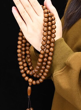 精品六道木老料手链108颗龙须藤降龙木六条纹佛珠20手串