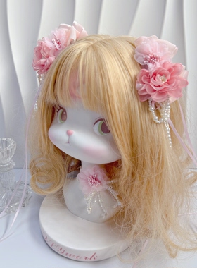 原创大花手作樱粉色洛丽塔发饰天国少女樱茶春丽中华风lolita发夹