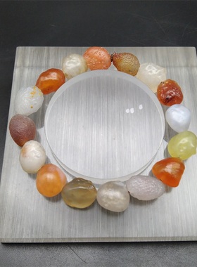 女阿拉善玛瑙原石彩珠糖心手串