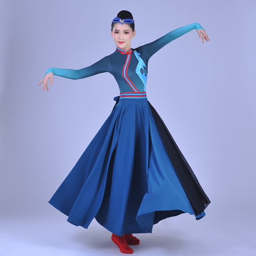 新款蒙古演出服女装鸿雁舞蹈服装蒙古袍成人少数民族表演服天边 - 图0