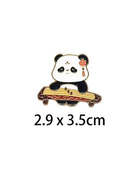 卡通古典乐器熊猫金属徽章pin古筝琵琶熊猫胸针中国风包包装饰品