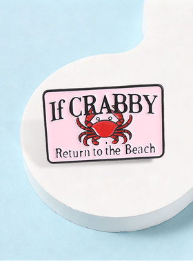 趣味沙滩风If CRABBY英文螃蟹胸针搞怪徽章百搭衣服背包创意配饰