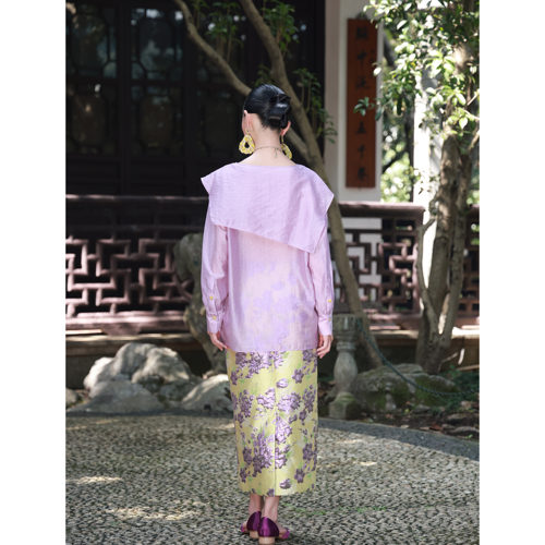 小鹿弥雅《丁香》原创简约明媚天丝不规则披肩领长袖衬衫春秋 - 图3