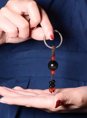 黑曜石转运珠钥匙扣汽车平安招财