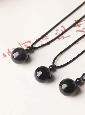 黑曜石转运珠吊坠金曜石项链男女