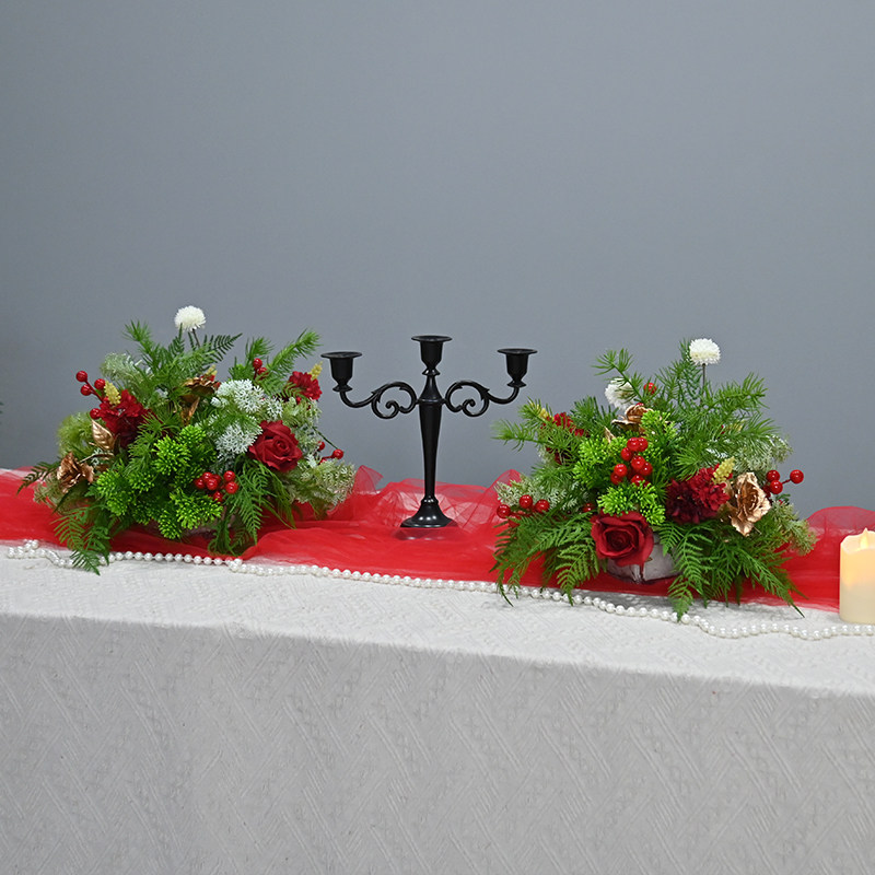 圣诞节装饰品商场橱窗场景公司年会桌面布置圣诞树家用摆件仿真花,淘宝优惠券,粉丝福利购,淘宝优惠卷